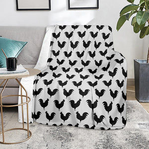 Black And White Rooster Pattern Print Blanket