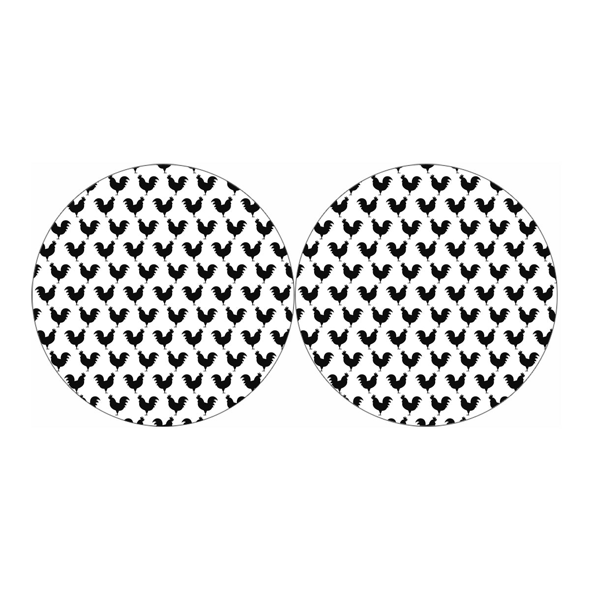 Black And White Rooster Pattern Print Car Coasters