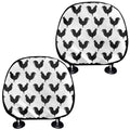 Black And White Rooster Pattern Print Car Headrest Covers