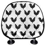 Black And White Rooster Pattern Print Car Headrest Covers