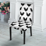 Black And White Rooster Pattern Print Dining Chair Slipcover