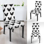 Black And White Rooster Pattern Print Dining Chair Slipcover