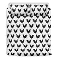 Black And White Rooster Pattern Print Duvet Cover Bedding Set