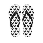 Black And White Rooster Pattern Print Flip Flops