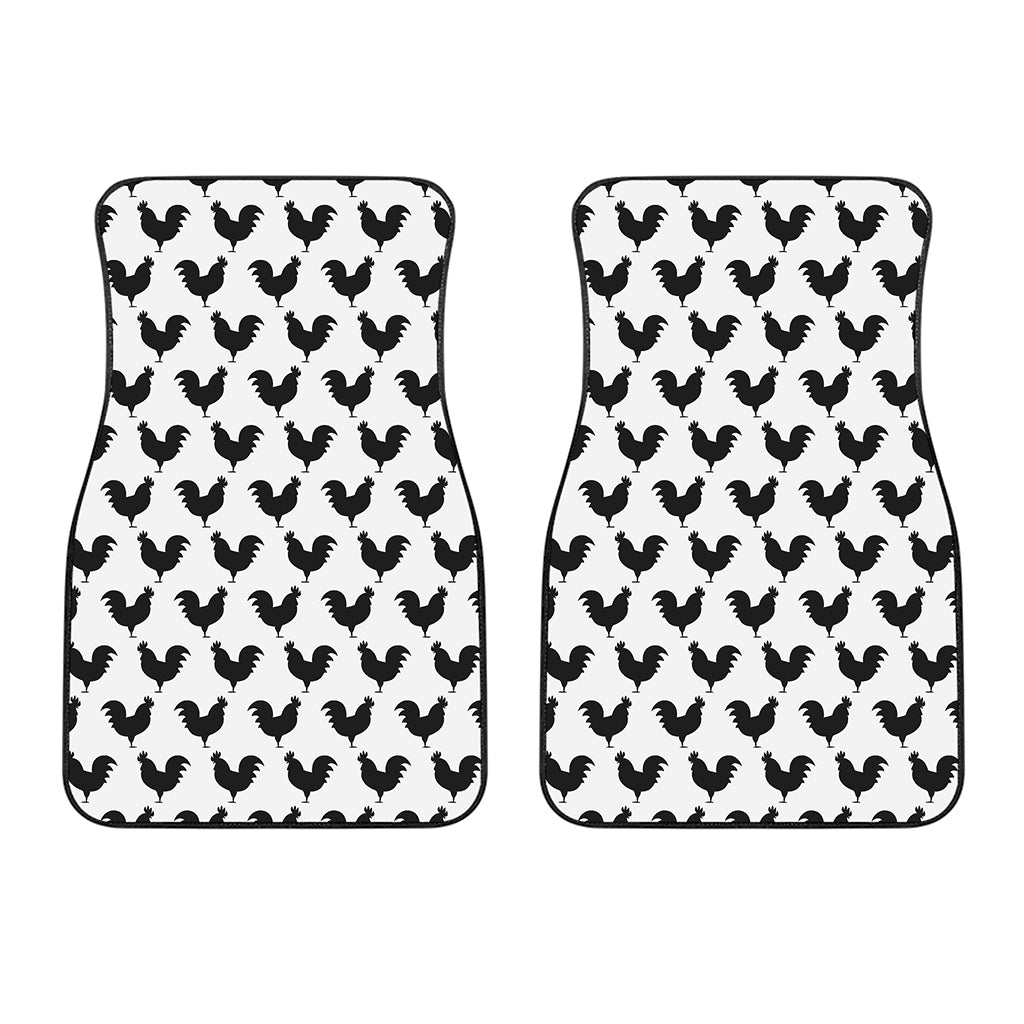 Black And White Rooster Pattern Print Front Car Floor Mats