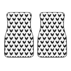 Black And White Rooster Pattern Print Front Car Floor Mats