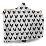 Black And White Rooster Pattern Print Hooded Blanket