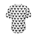 Black And White Rooster Pattern Print Men's Baseball Jersey