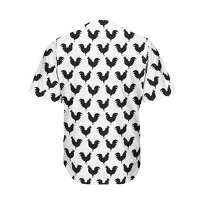 Black And White Rooster Pattern Print Men's Baseball Jersey