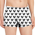 Black And White Rooster Pattern Print Men's Boxer Briefs