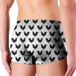 Black And White Rooster Pattern Print Men's Boxer Briefs