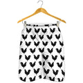 Black And White Rooster Pattern Print Men's Shorts