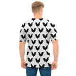 Black And White Rooster Pattern Print Men's T-Shirt