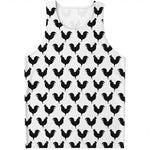 Black And White Rooster Pattern Print Men's Tank Top