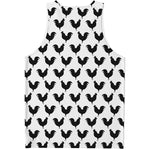 Black And White Rooster Pattern Print Men's Tank Top