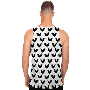 Black And White Rooster Pattern Print Men's Tank Top