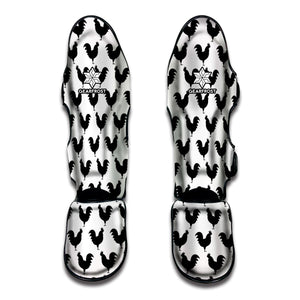 Black And White Rooster Pattern Print Muay Thai Shin Guard