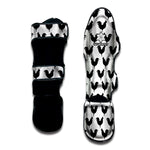 Black And White Rooster Pattern Print Muay Thai Shin Guard