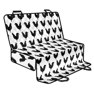 Black And White Rooster Pattern Print Pet Car Back Seat Cover