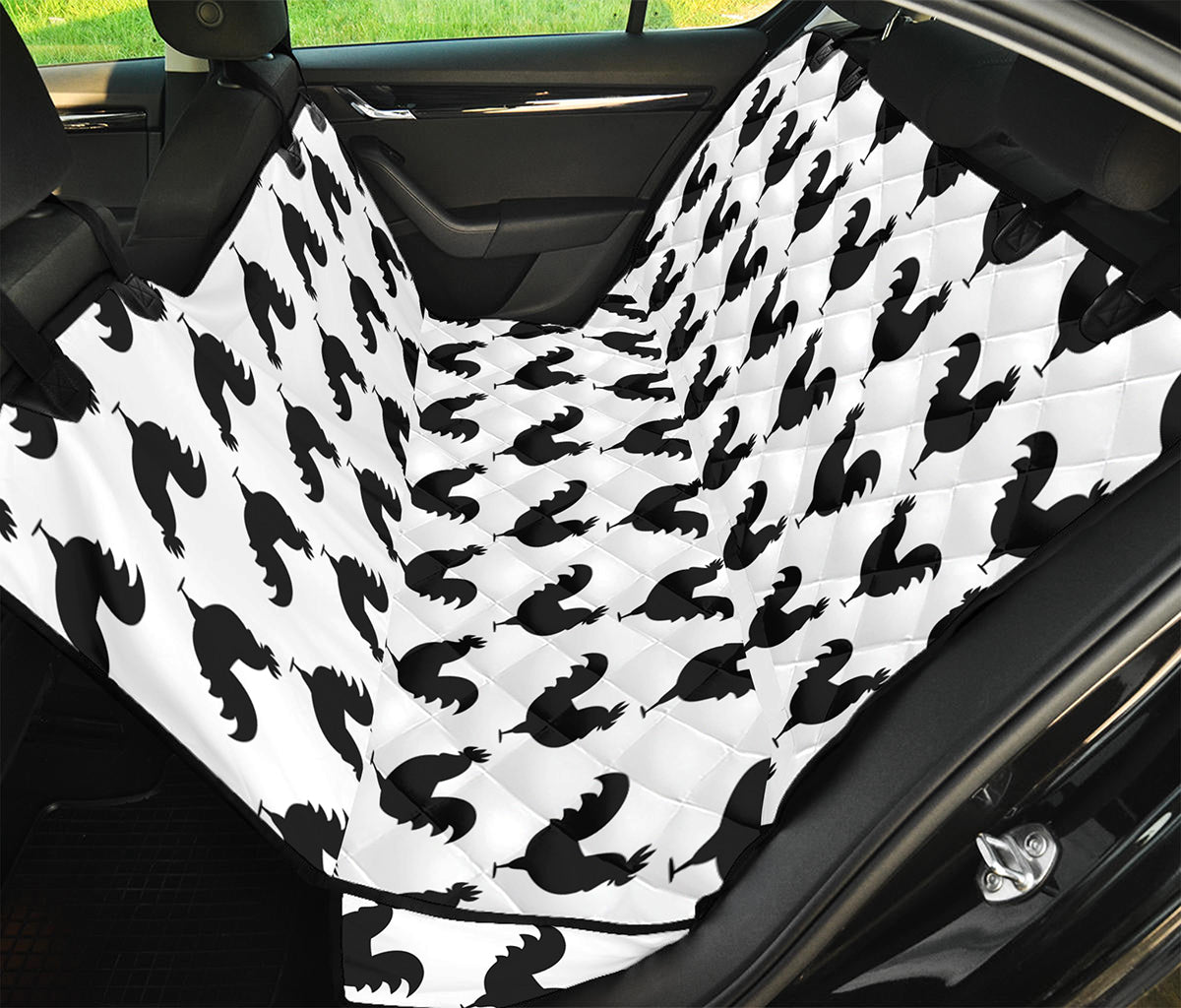 Black And White Rooster Pattern Print Pet Car Back Seat Cover