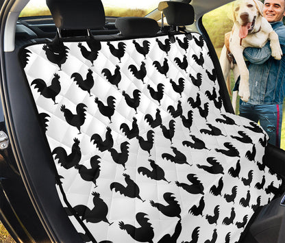 Black And White Rooster Pattern Print Pet Car Back Seat Cover