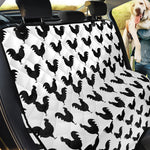 Black And White Rooster Pattern Print Pet Car Back Seat Cover