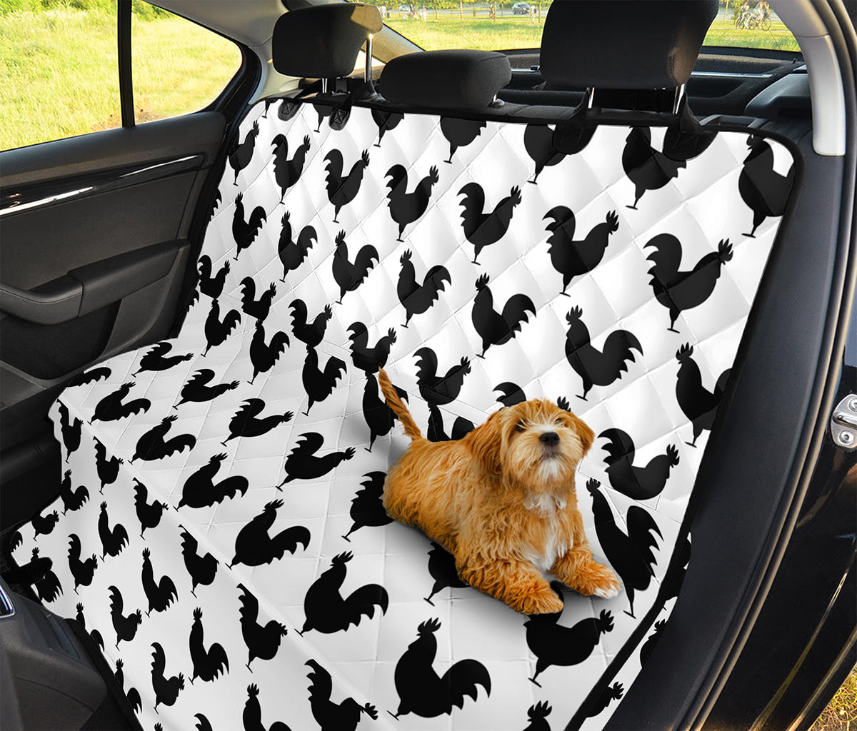 Black And White Rooster Pattern Print Pet Car Back Seat Cover