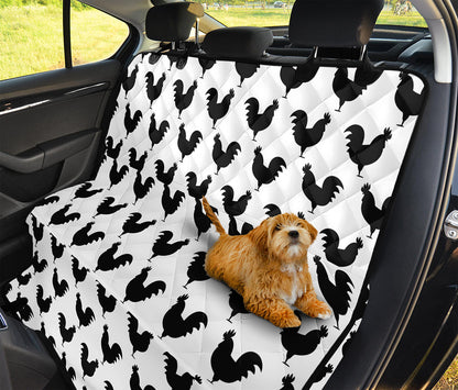 Black And White Rooster Pattern Print Pet Car Back Seat Cover