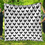 Black And White Rooster Pattern Print Quilt