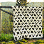 Black And White Rooster Pattern Print Quilt