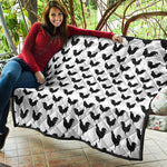 Black And White Rooster Pattern Print Quilt