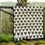 Black And White Rooster Pattern Print Quilt