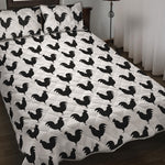 Black And White Rooster Pattern Print Quilt Bed Set