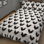Black And White Rooster Pattern Print Quilt Bed Set