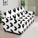 Black And White Rooster Pattern Print Sofa Cover