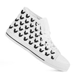 Black And White Rooster Pattern Print White High Top Shoes