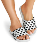 Black And White Rooster Pattern Print White Slide Sandals