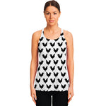 Black And White Rooster Pattern Print Women's Racerback Tank Top