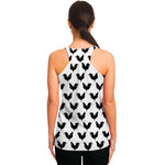 Black And White Rooster Pattern Print Women's Racerback Tank Top