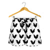 Black And White Rooster Pattern Print Women's Shorts