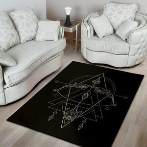 Black And White Sagittarius Sign Print Area Rug