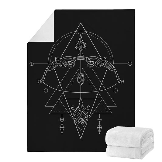 Black And White Sagittarius Sign Print Blanket