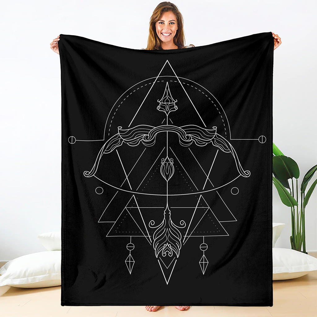 Black And White Sagittarius Sign Print Blanket