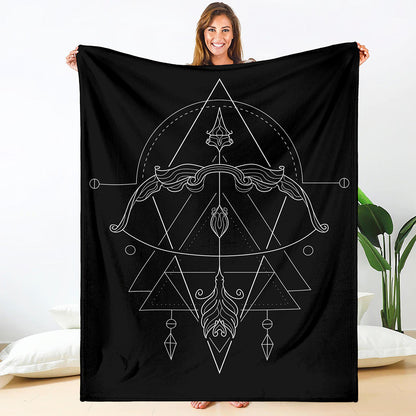 Black And White Sagittarius Sign Print Blanket