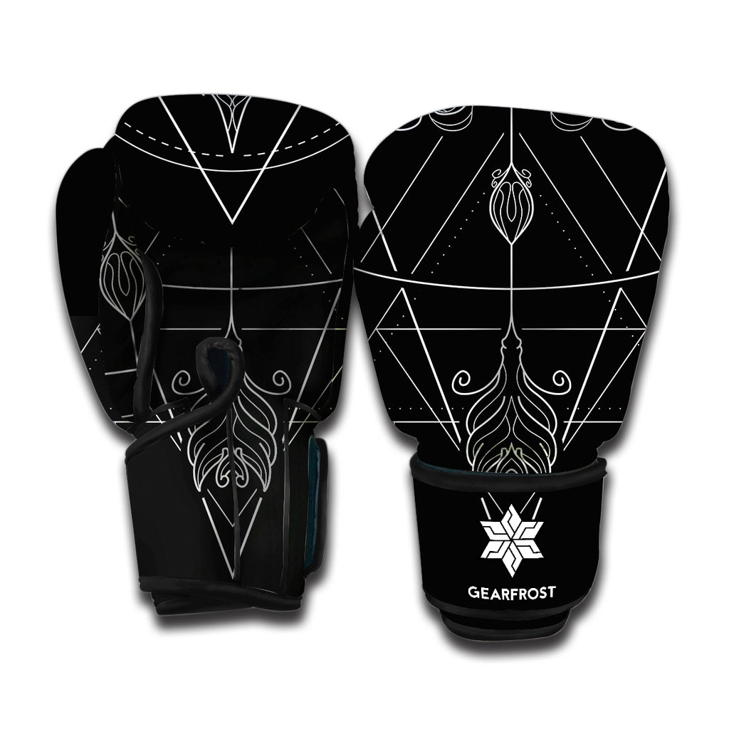 Black And White Sagittarius Sign Print Boxing Gloves