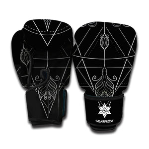 Black And White Sagittarius Sign Print Boxing Gloves