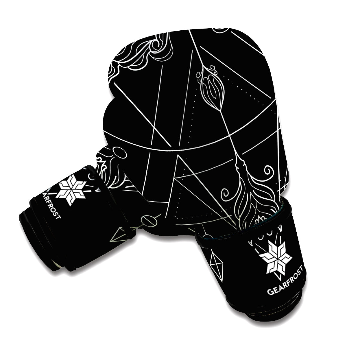 Black And White Sagittarius Sign Print Boxing Gloves