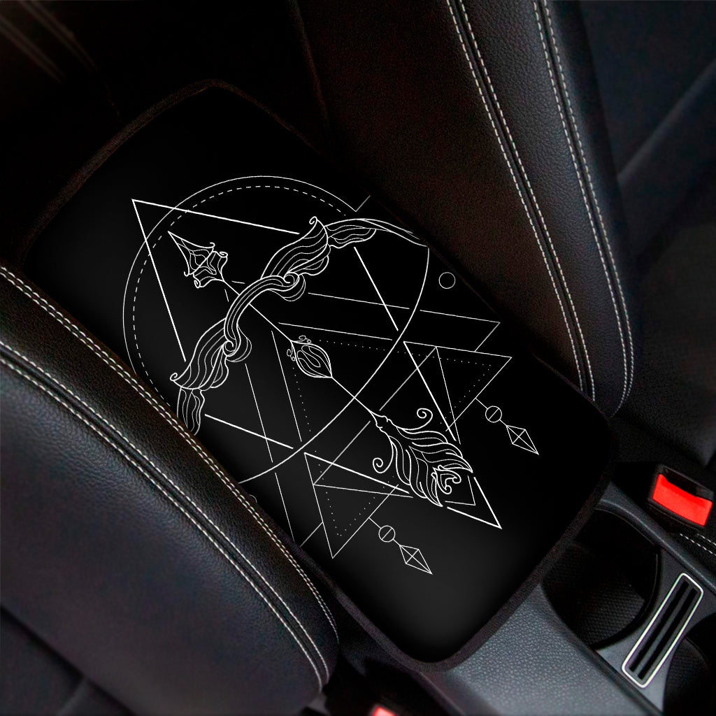 Black And White Sagittarius Sign Print Car Center Console Cover