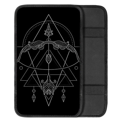 Black And White Sagittarius Sign Print Car Center Console Cover
