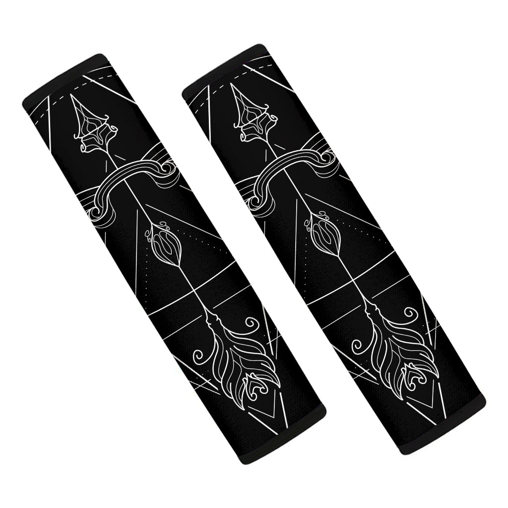 Black And White Sagittarius Sign Print Car Seat Belt Covers